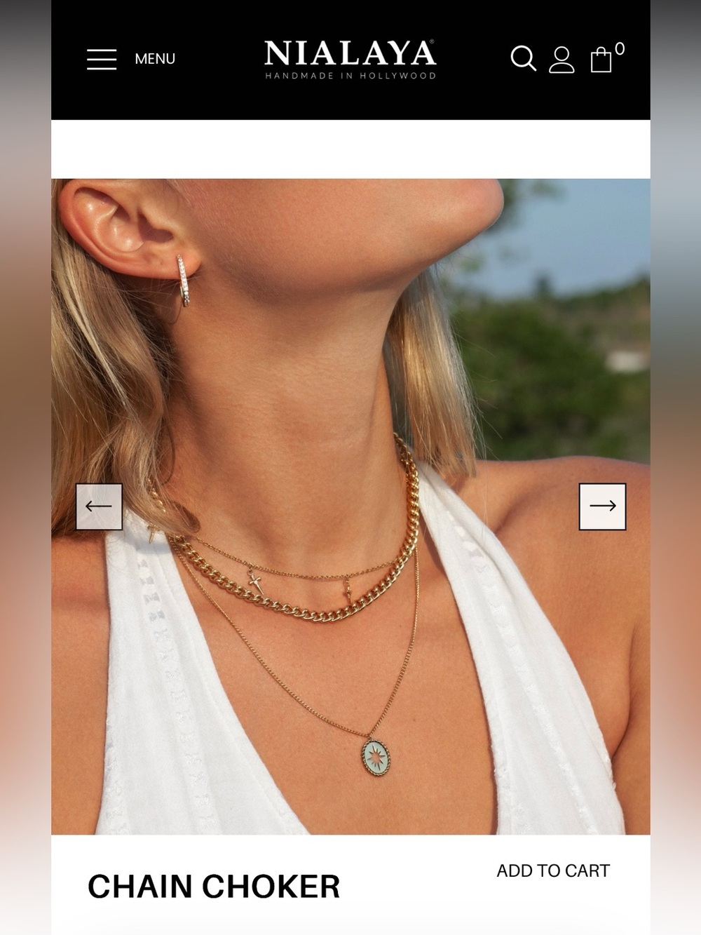 NWOT Nialaya Gold Curb Choker Necklace 14.5”